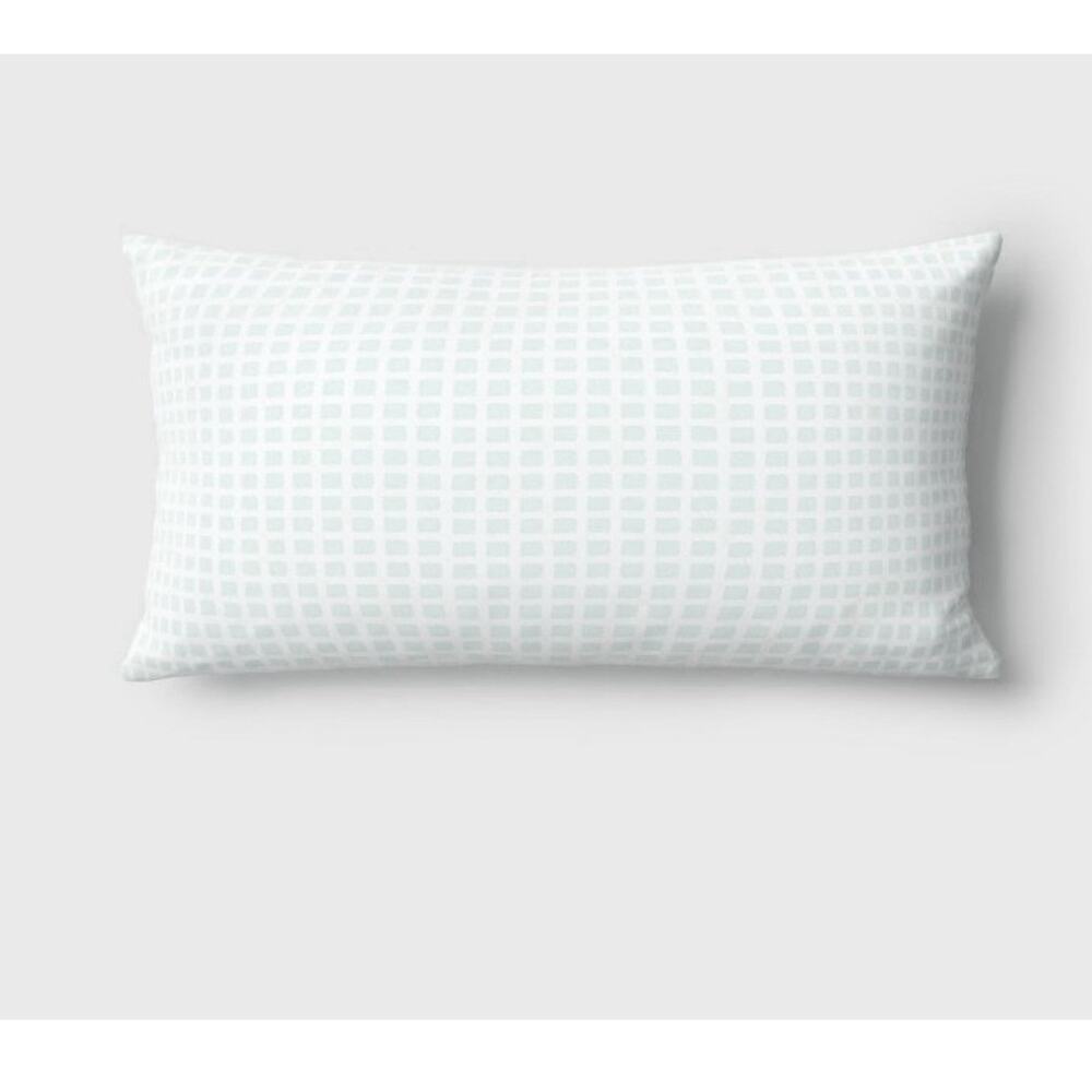 Room Essentials 17"x10" Decorative Outdoor Lumbar Pillow Mint Green Squares NEW
